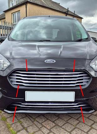 Накладки на решітку carmos (2018-2026, 7 шт, нерж) для ford courier рр