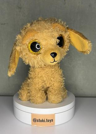 М’яка іграшка собачка ty beanie boos noodles / жовтий цуцик с блискучими очима