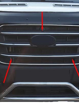 Накладки на решетку радиатора (4 шт, нержавейка) для ford transit 2014- гг