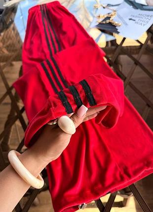 Женские повседневные спортивные штаны с лампасами велюр спорт красный, 48/50