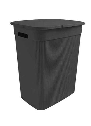 Корзина для белья 40л антрацит с крышкой из/руба. тм elif plastik