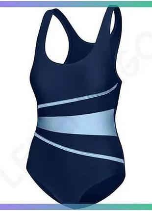 Купальник закритий для жінок aqua speed stella lady чорний блакитний плавальний костюм для тренувань sku_299-41