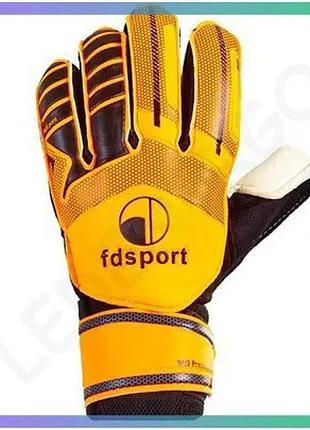 Воротарські рукавиці дитячі fdsport з захистом пальців оранжево-чорні для тренувань та матчів 8 розмір sku_fb-579-3-8