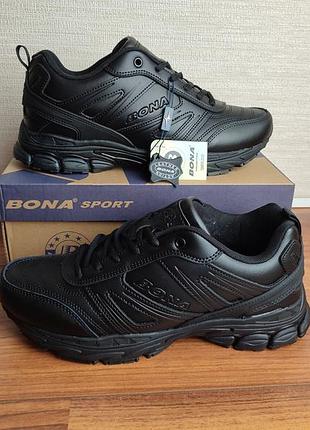 Кроссовки мужские bona 929v кожаные черные