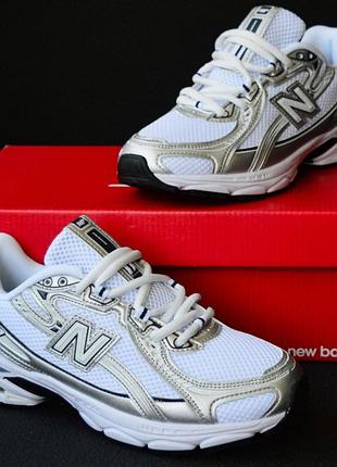New balance 740 v2 white gray - мужские белые кроссовки с серым