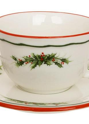Набор фарфоровая чашка с блюдцем 250 мл. серия evergreen christmas
