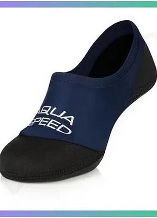 Шкарпетки для басейну aqua speed neo socks чорні сині для дітей 38-39 неопрен з нековзною підошвою sku sku_177-10