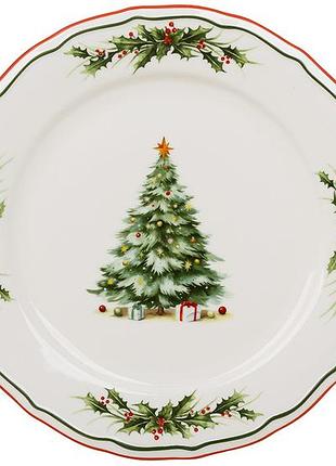 Тарелка фарфоровая d27*2.5см с контрастным краем. серия evergreen christmas