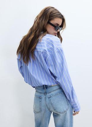 Рубашка бомбер zara в полоску голубая на ml размер