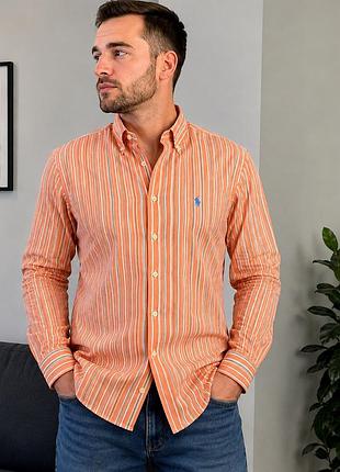 Чоловіча сорочка ralph lauren classic fit у смужку, розмір l