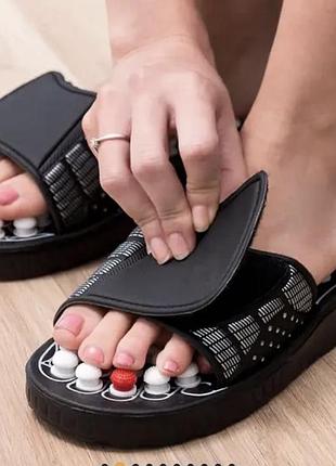 Рефлекторные массажные тапочки 40-41р , massage slipper nj-498, черный / массажная обувь для стоп