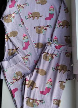 M&s пижама хлопок 11-12 лет 146-152 см ленивец