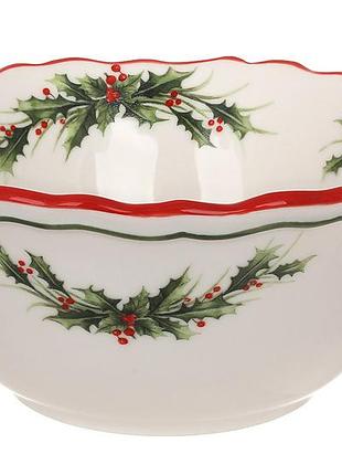 Пиала фарфоровая d14*6.2см (400мл) с контрасным краем. серия evergreen christmas