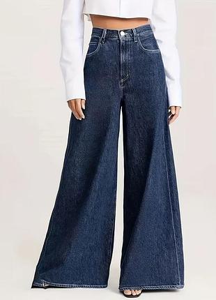 Жіночі широкі джинси wide leg з високою посадкою, темно-сині, m (48)