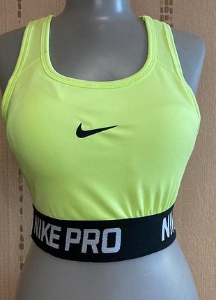 Яскравий спортивний топ-бра nike pro / оригінал / жовтий/ розмір s / в ідеалі