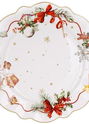 Тарелка фарфоровая с волнистым краем d28*3см. серия christmas ribbon
