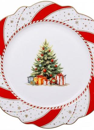 Тарілка порцелянова з хвилястим краєм d28*3см. серія christmas ribbon