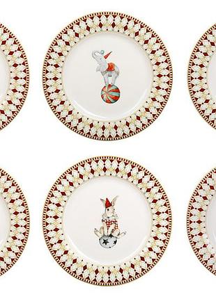 Тарелка фарфоровая десертная d19*1,5 см (6 дизайнов в упаковке) серия circus wonderland