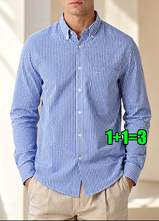😉1+1=3** фірмова чоловіча сорочка оксфорд в клітинку marks&spencer, розмір 44 - 46