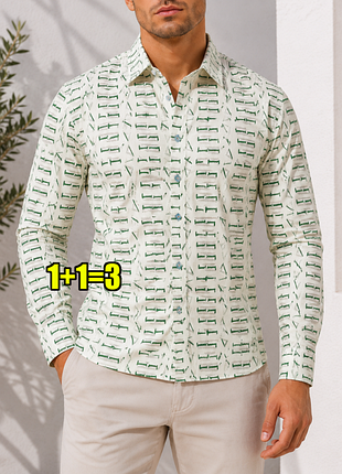 😉1+1=3 брендова щільна сорочка з довгим рукавом бавовна classic fashion, розмір 42 - 44