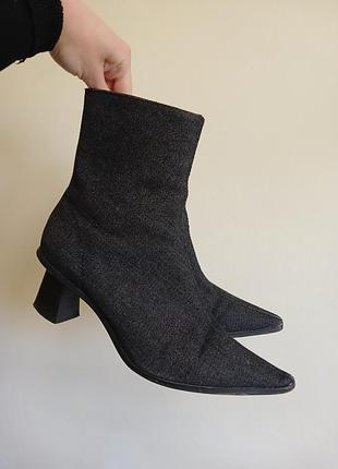 Ботильйони короткі черевики джинсові темно-сірі графіт topshop топшоп 38 розмір геометричний каблук