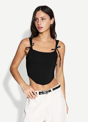 Чорний топ bershka s. чорний корсет bershka топ бандо чорний cher17