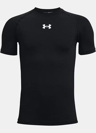 Черная детская спортивная футболка heatgear® легкая ткань для мальчиков under armour 9-10 лет