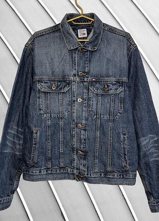 Чоловіча джинсова куртка tommy hilfiger xl l 48 50 томмі хілфігер томи хилфигер вінтажна синя джинсовка брендовані ґудзики 50