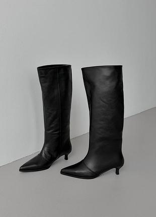 Сапоги демисезонные кожаные черные