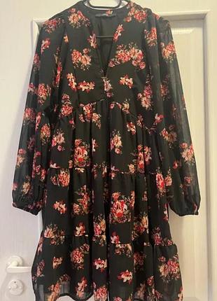 Черное шифоновое платье, платье для беременных, 3xl-4xl.
