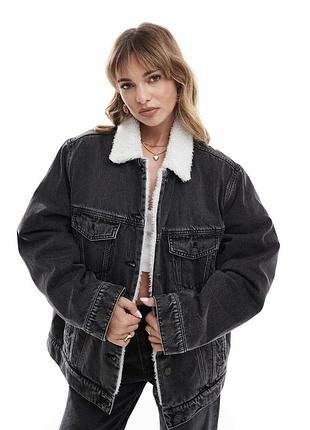 Джинсова куртка asos design тепла (з підігрівом) оверсайз унісекс