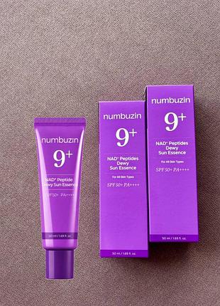 Numbuzin no.9 nad+ 9 peptides dewy sun essence – сонцезахисний крем spf50+ pa++++ 50 ml
