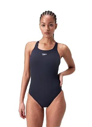 Женский темно синий спортивный цельный сдельный закрытый купальник speedo eco endurance+ medalist swimsuit navy 28 xs