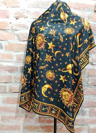 Вінтажна шовкова хустка «знаки зодіаку, сонце та місяць» gianni versace