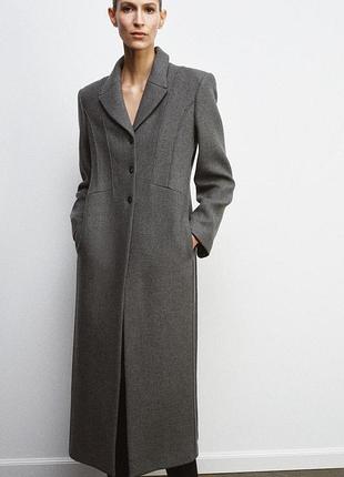 Длинное приталенное пальто из пряжи с шерстью manteco limited edition от zara