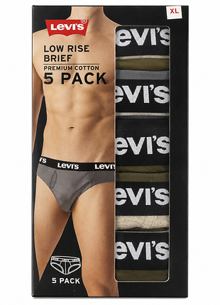 Мужские трусы levis с низкой посадкой, набор из 5 штук размер xl 5mu067lw