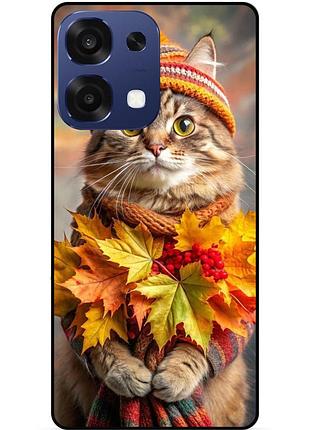 Чехол силиконовый бампер для oppo a6 pro с рисунком кошечка осенью