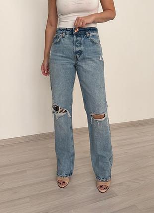 Прямые джинсы с портостями h&amp;m