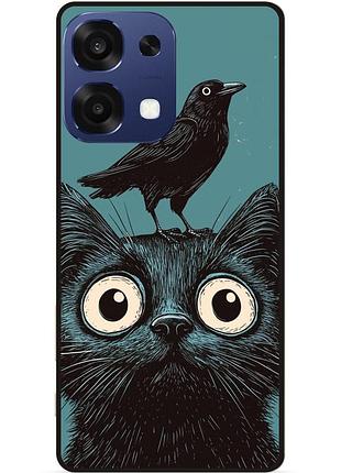 Силиконовый чехол бампер для oppo a6 pro с рисунком кот и ворона