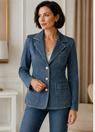 Винтажный джинсовый жакет louis féraud paris первая линия кутюр xs-s (f 36)