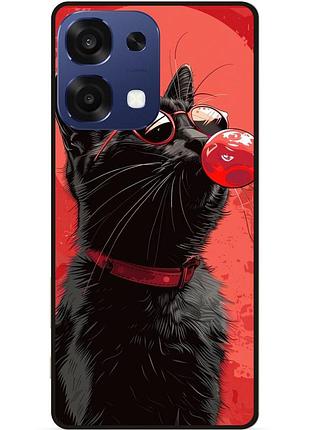 Силиконовый чехол бампер для oppo a6 pro с рисунком черный кот