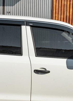 Ветровики с хромированным молдингом (4 шт, niken) для volkswagen amarok 2010-2022 гг
