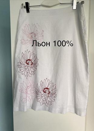Біла лляна літня спідниця від бренду oasis
