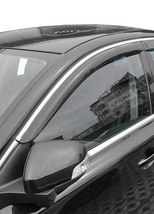 Ветровики с хромированным молдингом (4 шт, hic) для volvo s80 2006-2016 гг