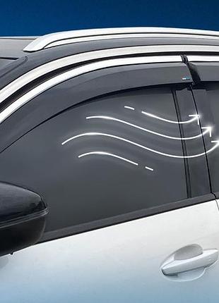 Ветровики с хромированным молдингом (4 шт., sunplex chrome) для peugeot 3008 2016-2023 гг