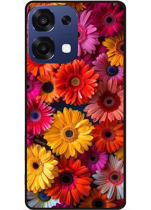 Силиконовый чехол бампер для oppo a6 pro с рисунком цветы герберы