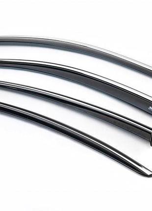 Ветровики с хромированным молдингом sd (4 шт, niken) для volkswagen passat b8 2015-2023 гг