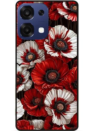 Силиконовый чехол бампер для oppo a6 pro с рисунком цветы маки