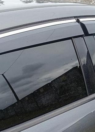 Ветровики с хромированным молдингом hb/sedan (4 шт., sunplex chrome) для ford focus iii 2011-2017 гг
