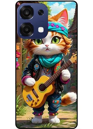 Чехол силиконовый бампер для oppo a6 pro с рисунком котик с гитарой